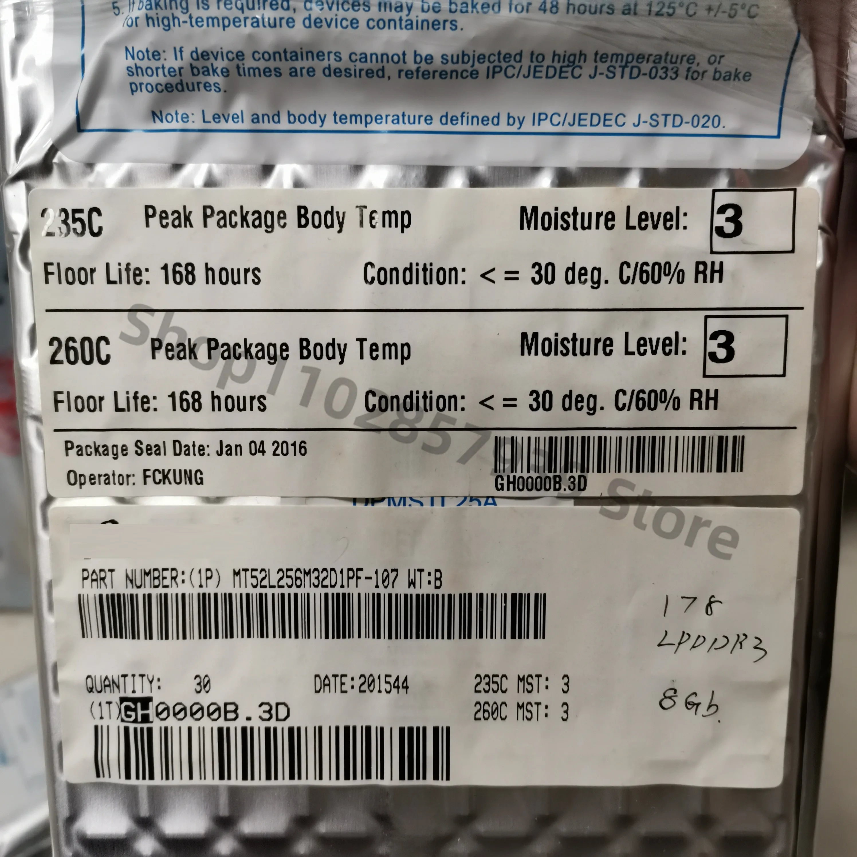

MT52L256M32D1PF-107 WT:B FBGA-178 8 ГБ LPDDR3 2 шт./лот чип памяти оригинальное место, бесплатная доставка