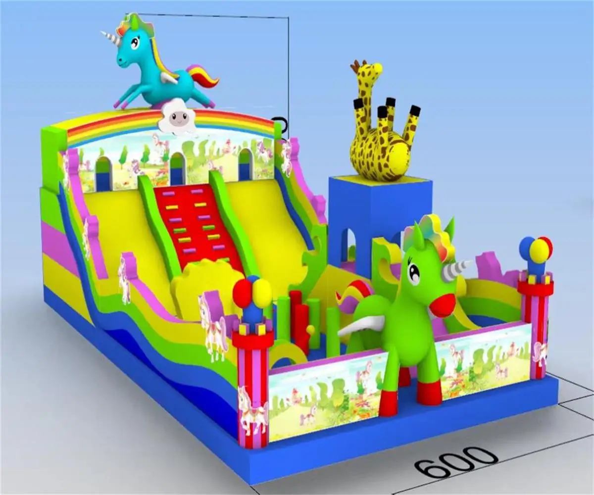 Outdoor Commercial Inflatable Bouncy Castle & Slide PVC Material 6m*11m Size 500kg Capacity for Kids Amusement