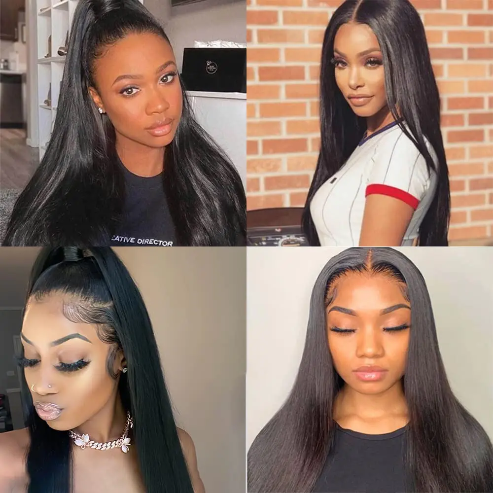 STRAIGHT Human Hair Bundles บราซิล Virgin Human Hair STRAIGHT 20 20 20 นิ้วผม Remy ผมสานคู่เรา