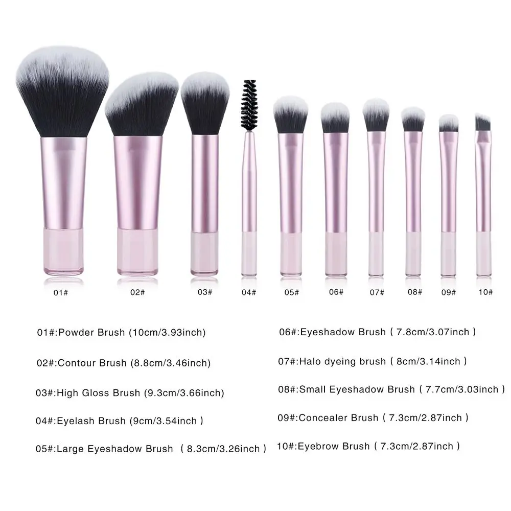 10 stuks nieuwe poeder oogschaduw foundation make-up kwastenset nylon wol professionele make-up tool mini rt blush borstel