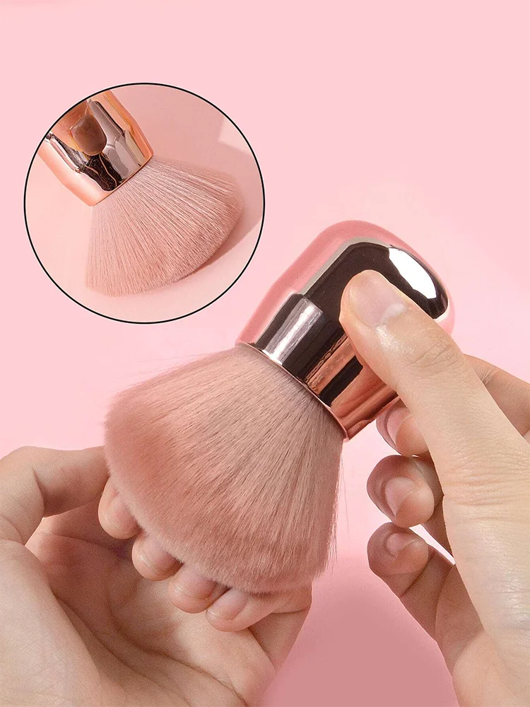large mushroom head nail art makeup brush dust collector brush pink handle nail brush for cleaning nails