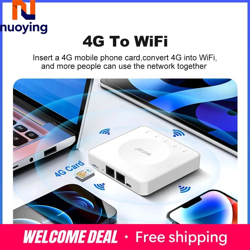 NUOYING 4G SIM WLAN-Router WiFi6 Modem Unterstützt 32 Geräte Drahtloser Router Typ-C Schnittstelle Mobiler Hotspot für Outdoor-Reisen