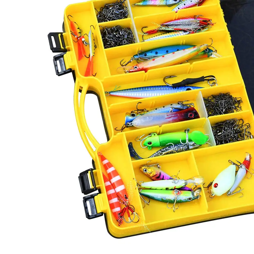 Goture Fishing Box Fishing Tackle Box Organizer Double Sided Plastic Storage Portable Handle Included 44 Compartments Hard Case