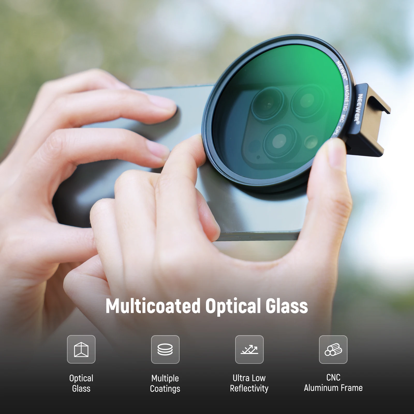NEEWER 67 mm magnetischer CPL-Filter, kreisförmiger Polarisationsfilter mit Kaltschuh-Telefonobjektiv-Clip für iPhone, Samsung, Android-Handys – Detail 7