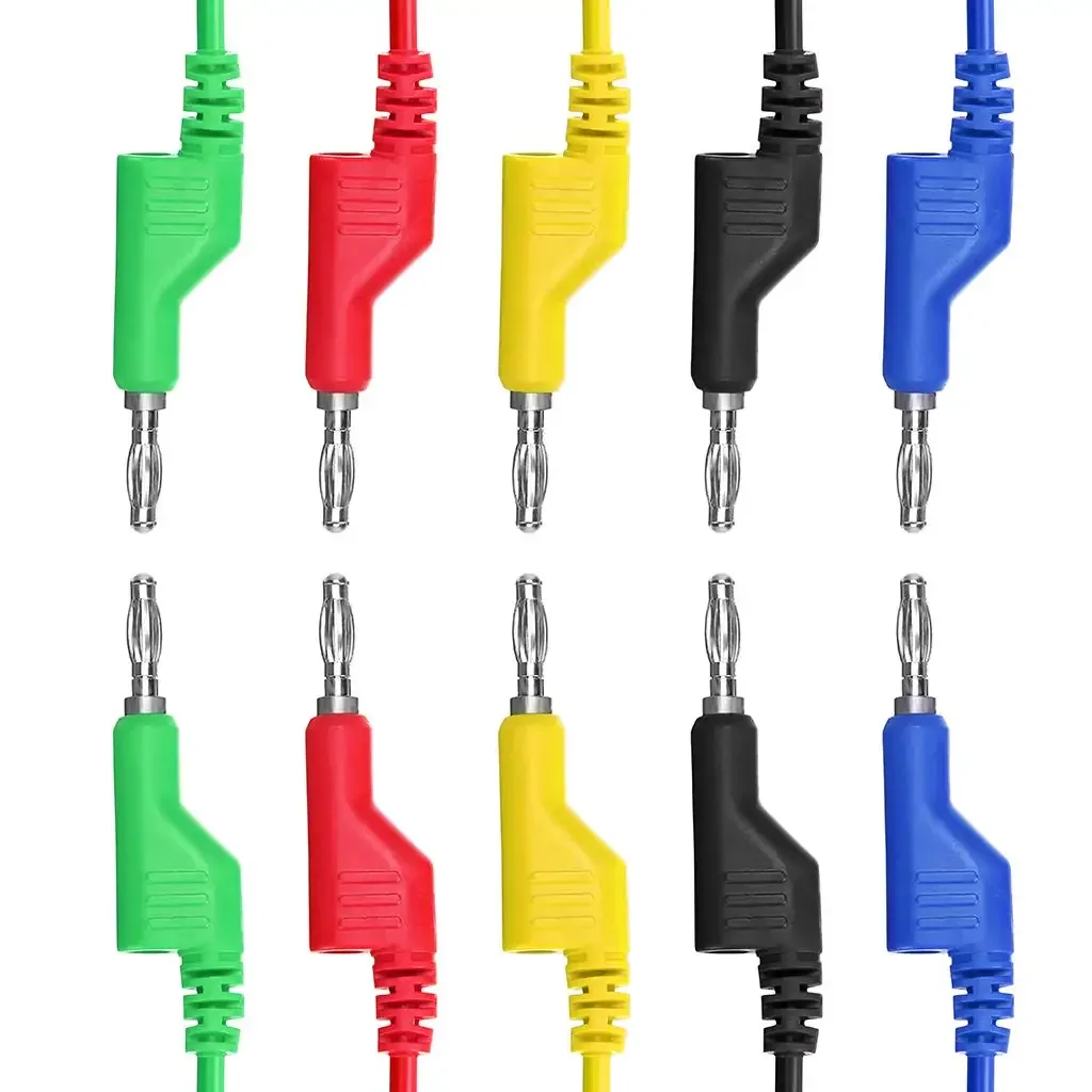 5pcs Banana to Banana Plug Test Lead Set 4mm Stackable Banana Plug Wire Test Cable Lead for Multimeter Electrical Test 1000V/15A
