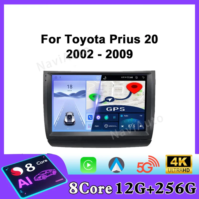 For Toyota Prius 20 2002 - 2009 Android Car Radio Automotive Multimedia Player Navigation GPS Carplay Touch Screen Auto Stereo