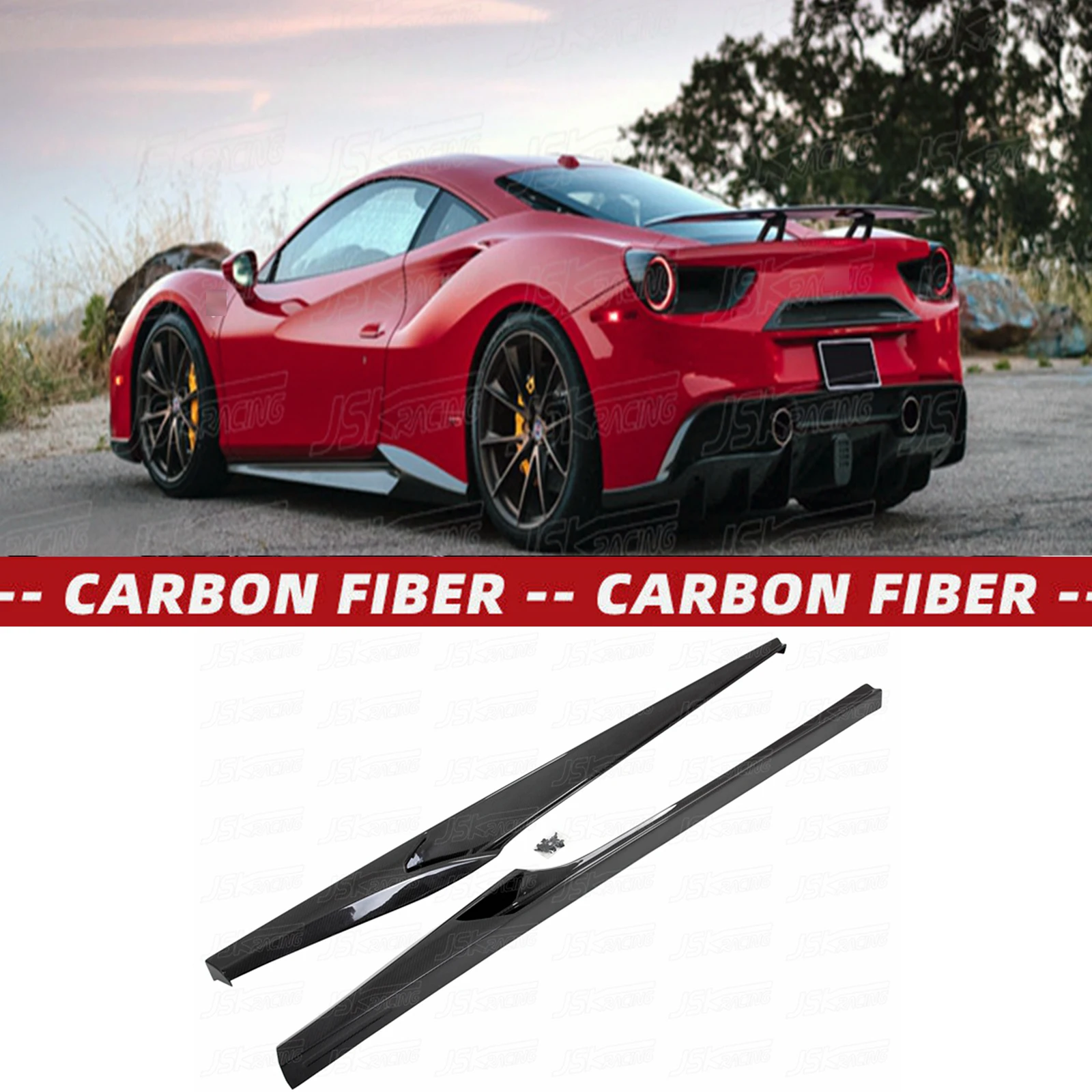 

N Style Carbon Fiber Side Skirts (Twill Weave) For Ferrari 488 Gtb Spider 2015-2017(JSKFR8815040)