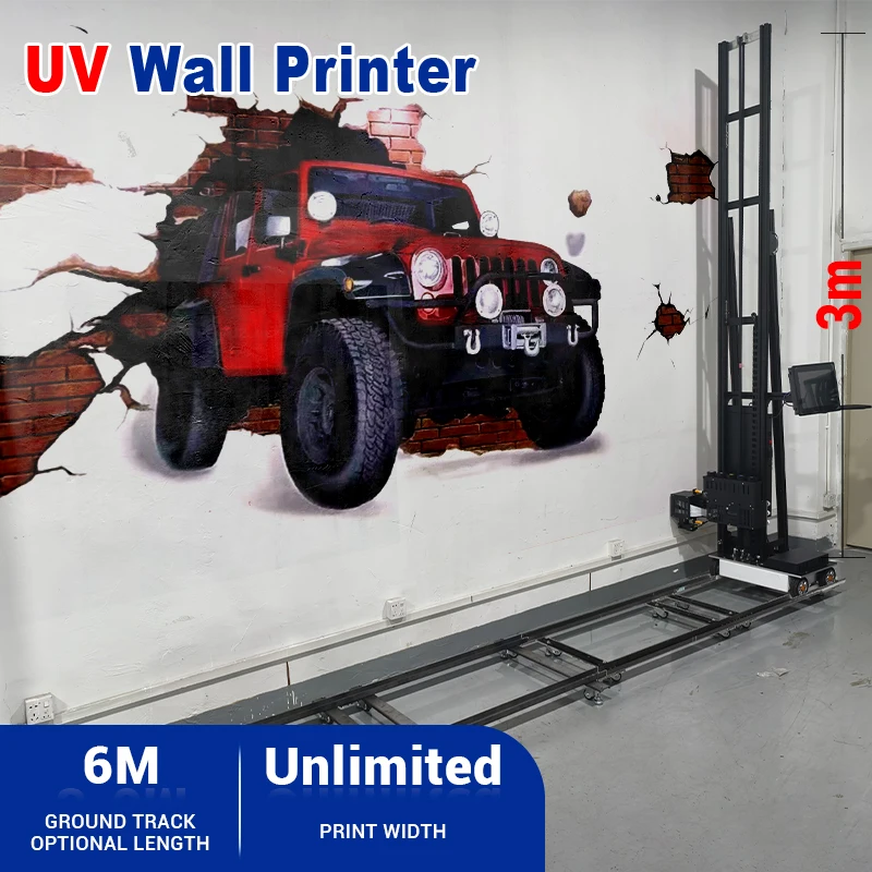 Digital Eco Friendly Inkjet Printer With Wheel Background Glass 3D Portable Mini Vertical Wall Printing Machine