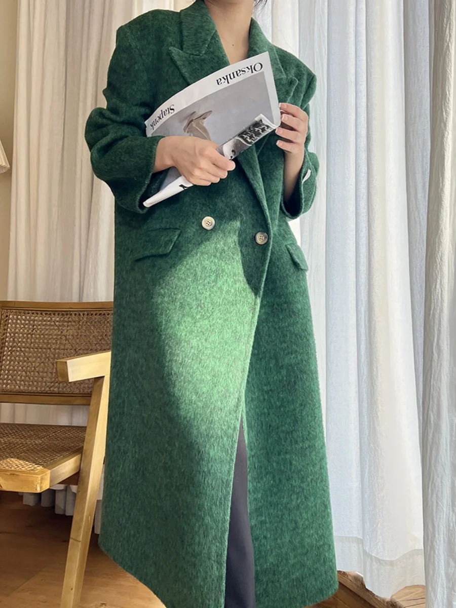 Dalian Dongye Double-Faced Camel Wool Coat Women's Mid-Length Suit Collar Jaet Premium Feel 2023 Winter Long Sve