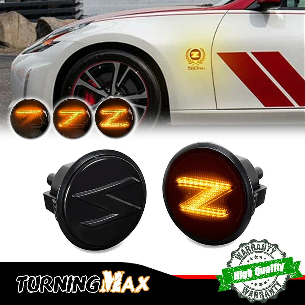 

2pcs LED Fender Emblem Side Turn Signal Light for 09+ Nissan 370Z NISMO Z34 350Z Z33