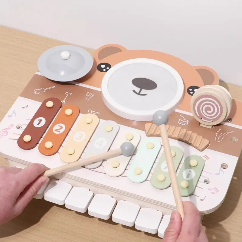 

Wooden Musical Toy Set for Toddlers - 8-Tone Xylophone Drum Piano | Montessori Early Education Music Enlightenment Toy for 1-3 Y