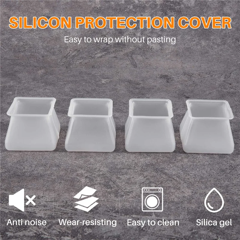 32 Uds. Cubierta protectora de silicona para muebles, protectores cuadrados de silicona para patas de silla, gorros para patas de silla, patas de mesa y muebles