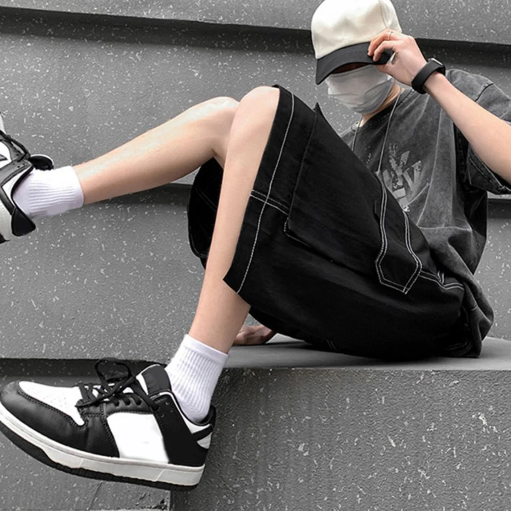 

Shorts Men Pants Vacation Daily Holiday Non Stretch Polyester High Waist Knee-Length Straight Summer Big Pocket