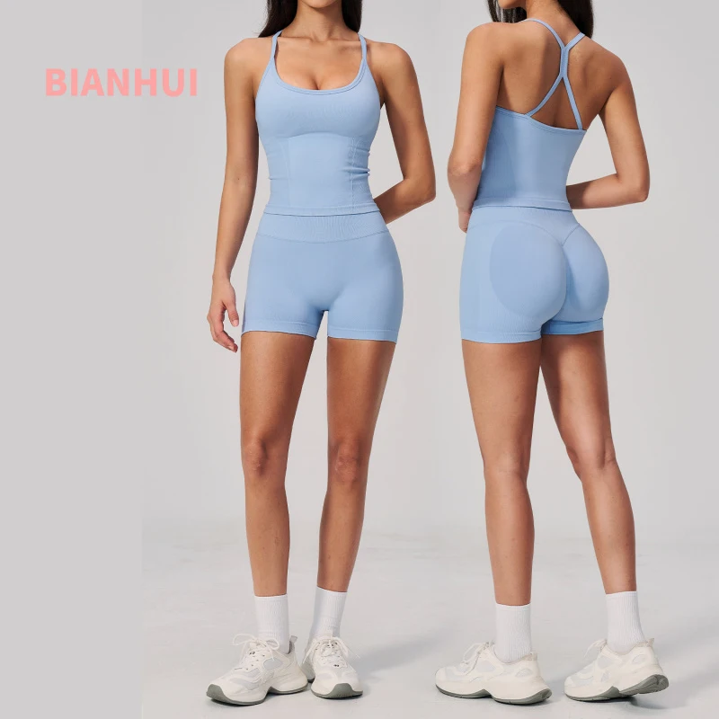 

Women's Gym Clothing Woman Sports Sets High Waist Yoga Bra Shorts Gym Clothing Summer Sexy Outfit Women's Suit Athletic Wear Set