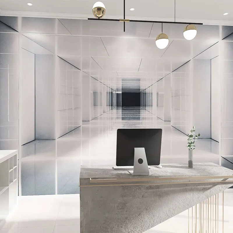 Customized products 3D extended space wallpaper geometry industrial wind building living room office front desk background mural