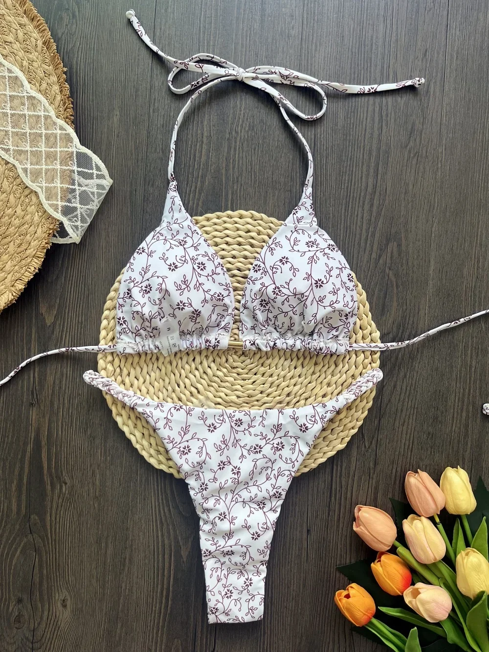 RUOTONSEPT جديد مثير كسر زهرة مجموعة البكيني ملابس السباحة النسائية قطعتين مثلث الرسن ملابس السباحة ثوب السباحة البرازيلي Biquinis