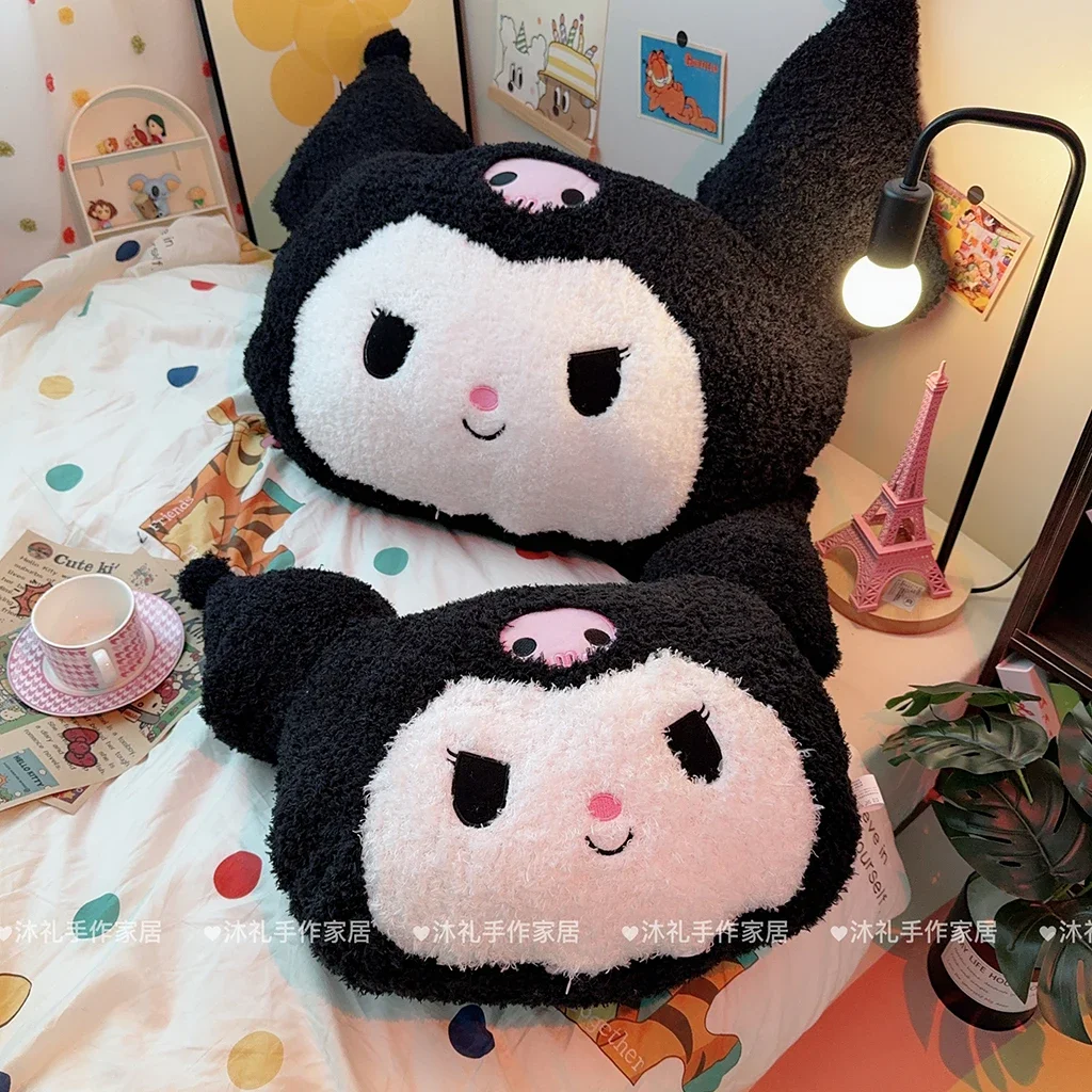 ขนาดใหญ่ Kuromi Plushies นุ่มมาก Kuromi ตุ๊กตาของเล่นตุ๊กตาอะนิเมะกลับเบาะหมอนล้างทําความสะอาดได้โซฟาเบดสาวของขวัญ