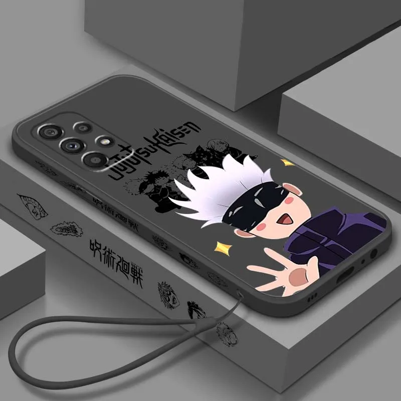 

Jujutsu Kaisen Satoru Gojo For Samsung A71 A72 A73 A51 A52 A53 A54 A55 A21s A35 A34 A32 A03 5G Liquid Left Rope Phone Case