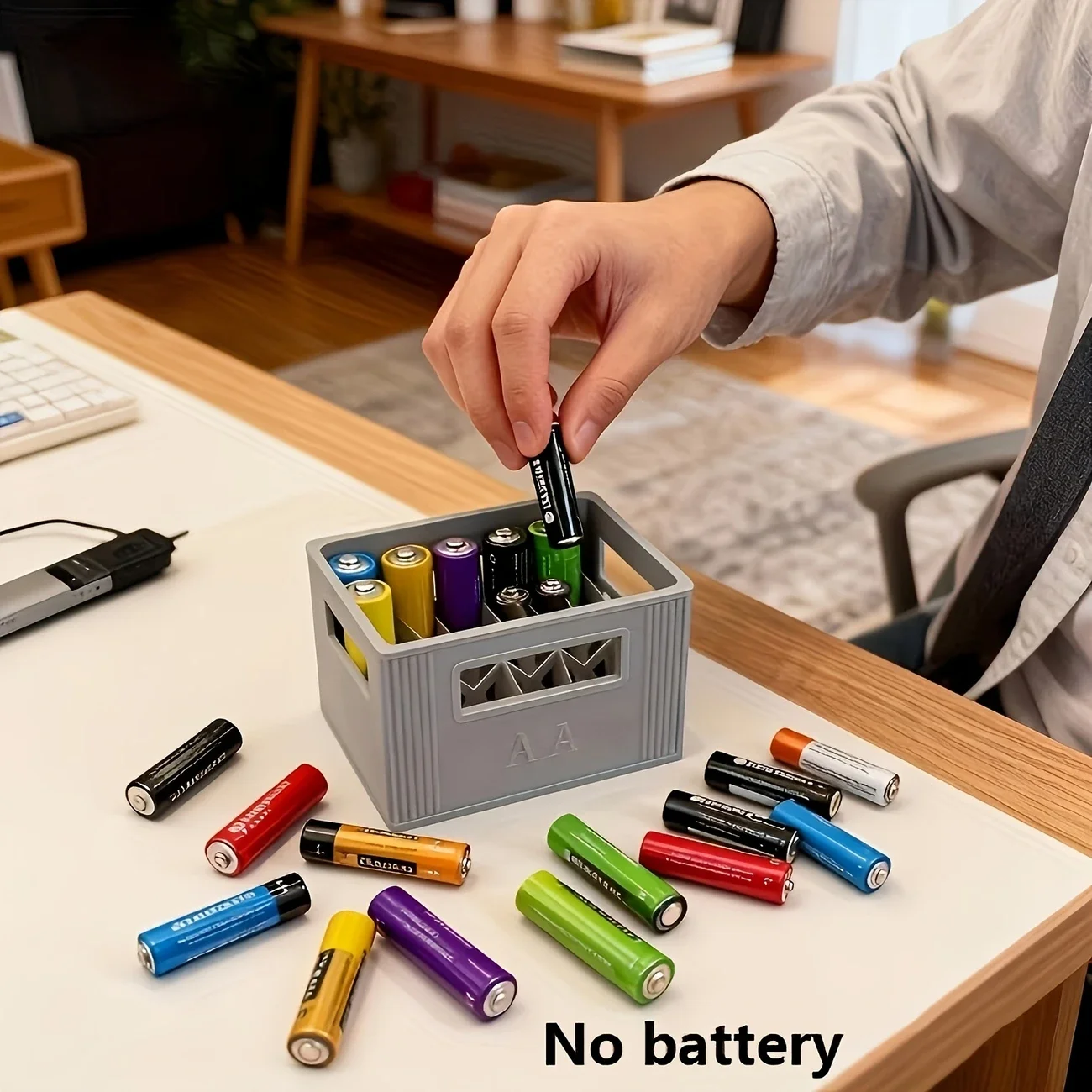 20-Compartment Large Capacity Battery Storage Box - AA Battery Organizer, Storage Box, Battery Holder