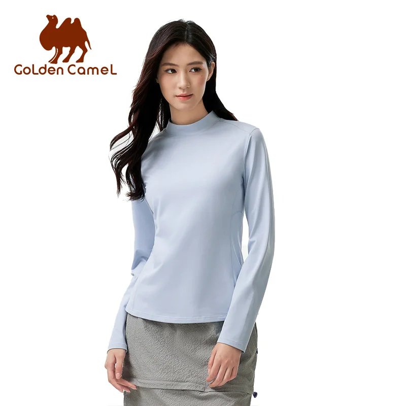GOLDEN CAMEL Long-sleeved T-shirts for Women and Men Sports Shirts Anti-static Pullover Inner/outer Wear Fleece Base Layer Top