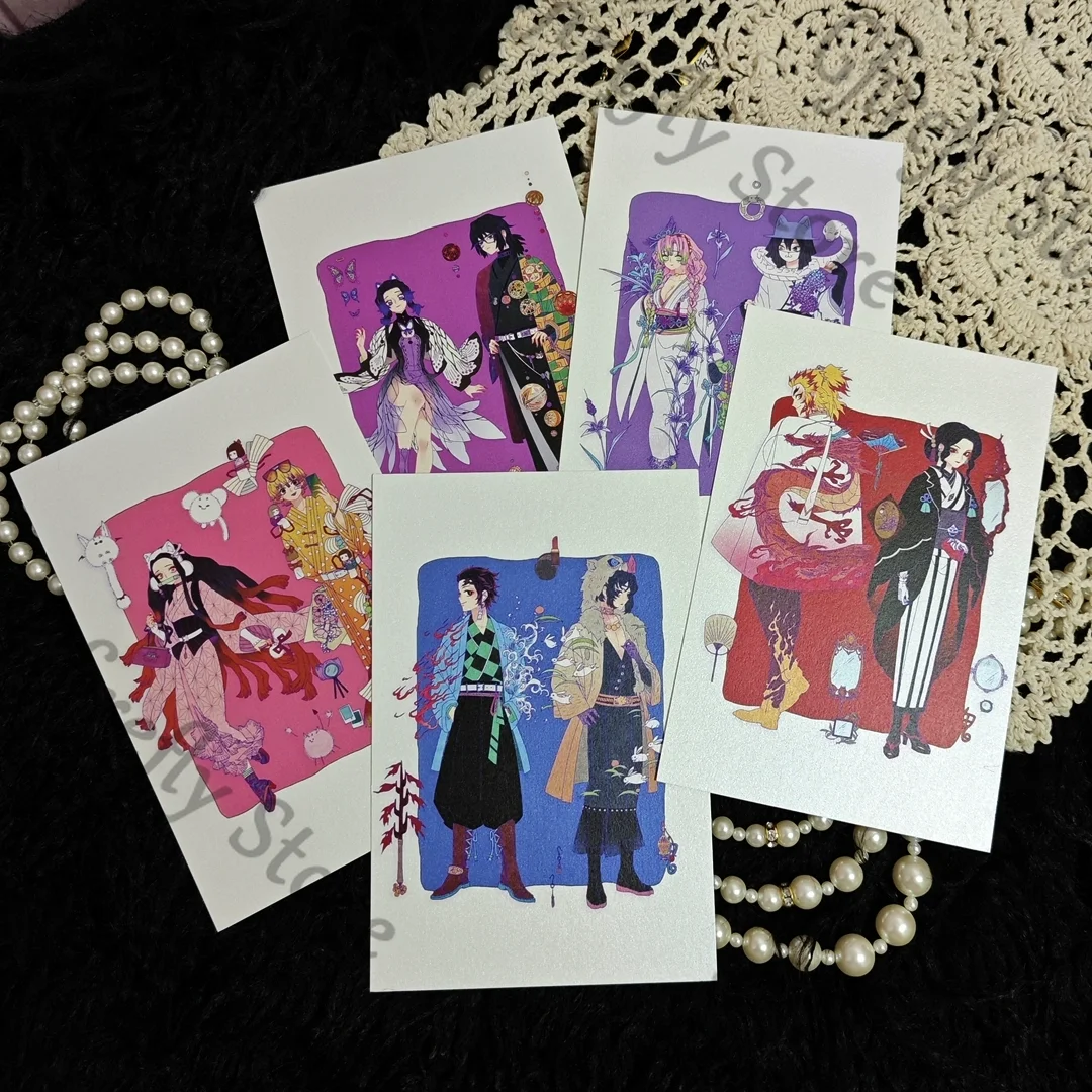 Kolekcja kart pocztowych Demon Slayer Anime Kamado Kanroji Mitsuri Tomioka Giyuu Tanjirou Iguro Obanai, ozdoby, prezent na Boże Narodzenie