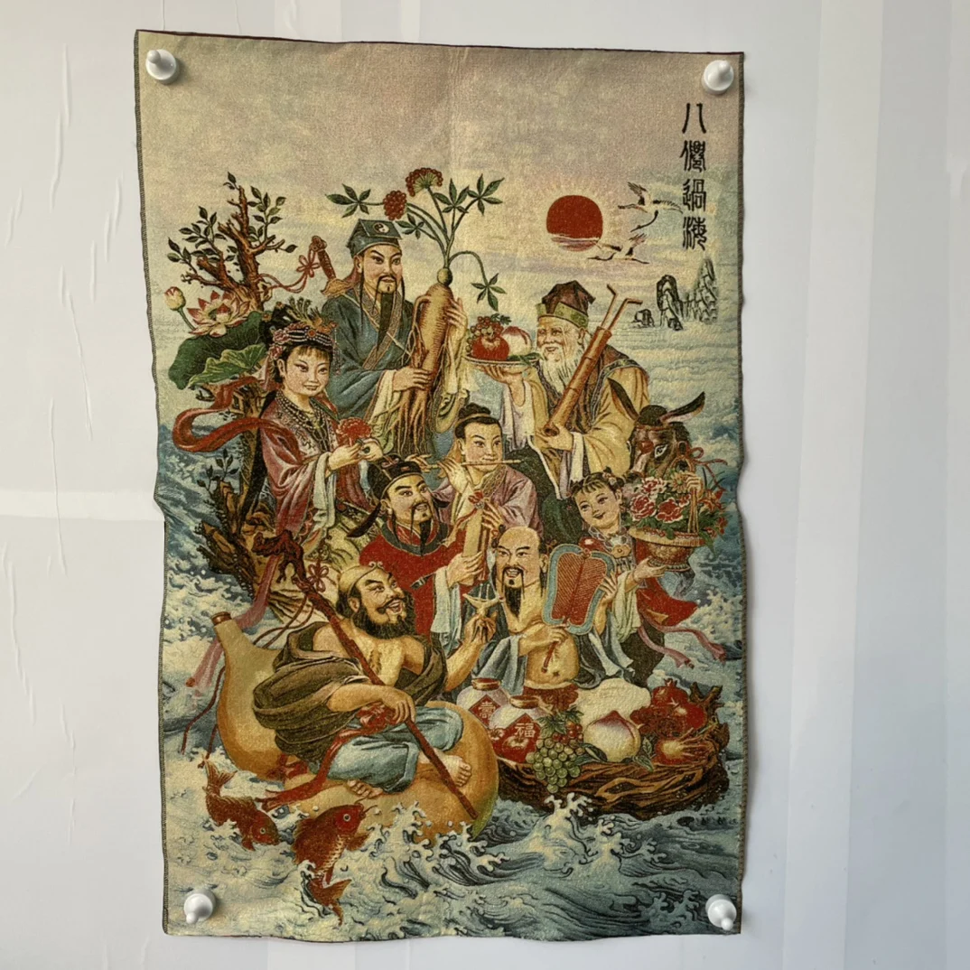 Hanging painting of the Eight Immortals, hanging painting of the Sea, Chinese Tangka embroidery