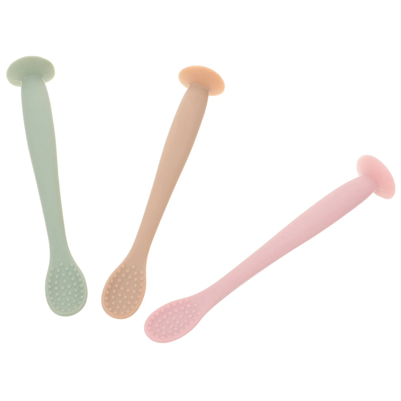 

3Pcs Silicone Baby Feeding Spoons Soft Toddler Teething Spoons Ergonomic Feeding Utensils First Stage Complementary
