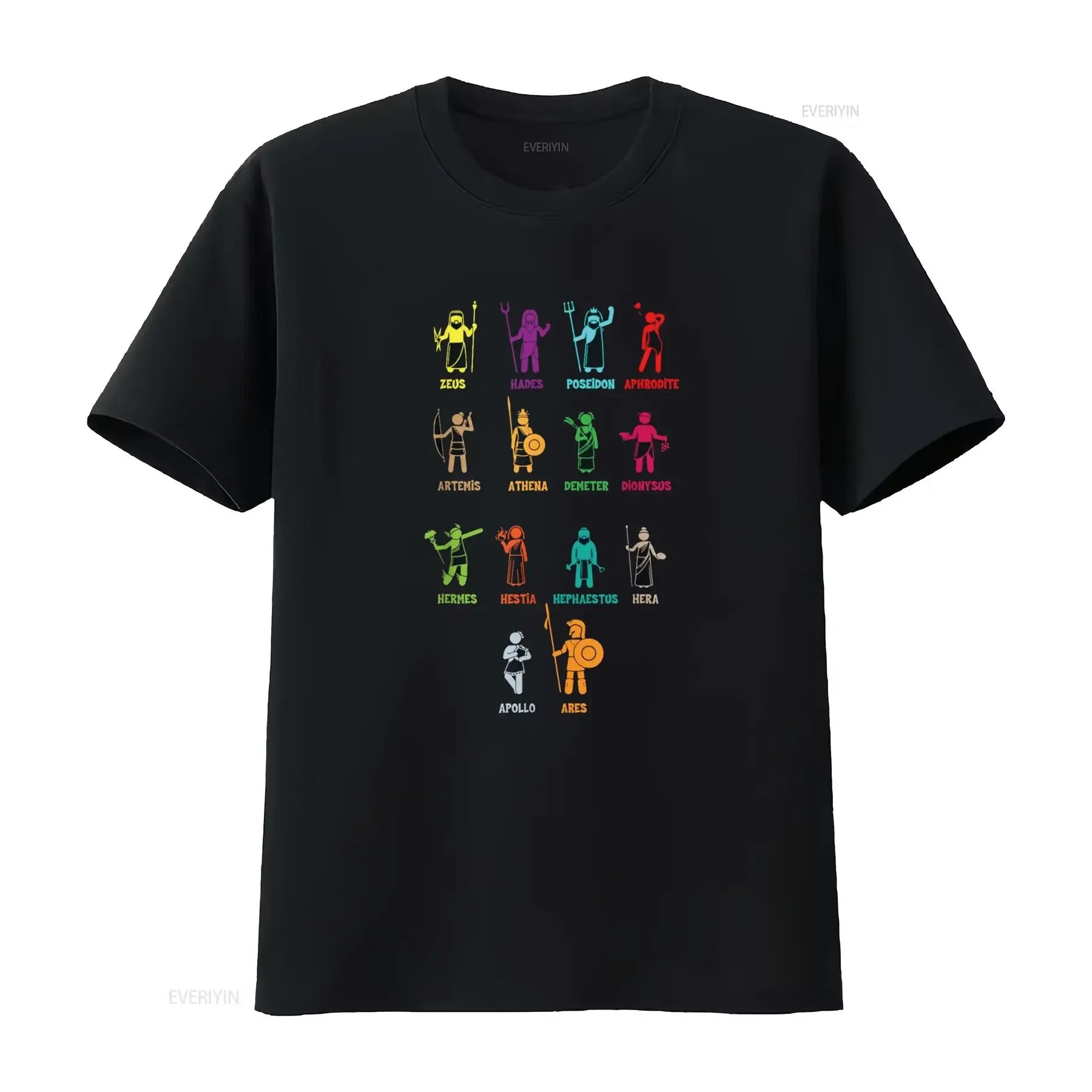 

Футболка с греческой мифологией Gods of Greece, винтажный стираный дышащий модный топ для повседневной носки, универсальный унисекс, мягкая графика