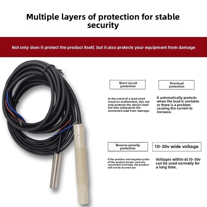 Adjustable Distance Capacitive Proximity Sensor Cylindrical M8 M12 M18 General Purpose Non-Metallic Object Detection