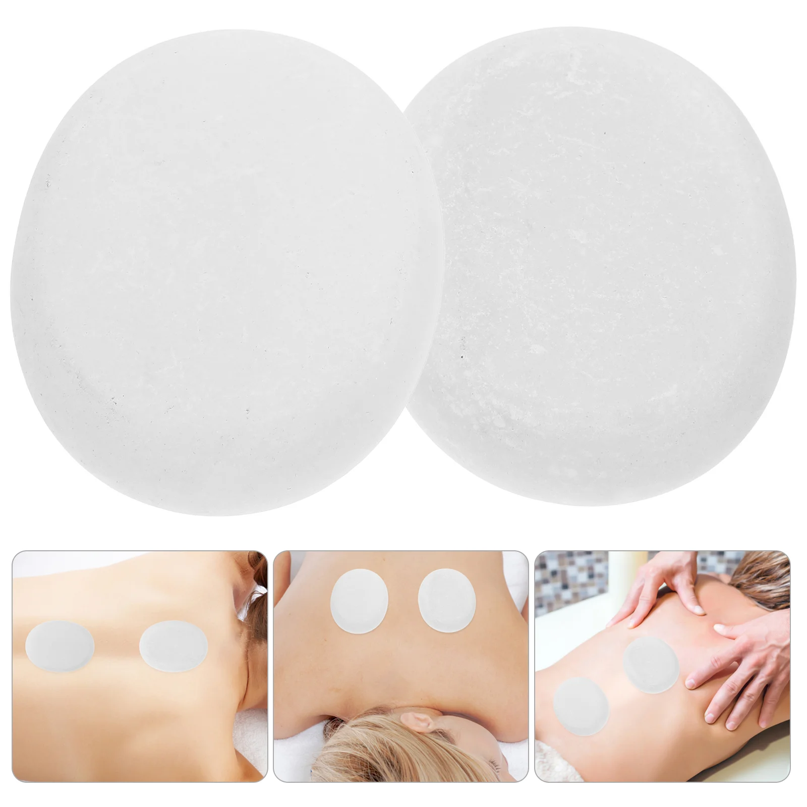 2pcs White Marble Hot Cold Compress Massage Stones Essential Oil Spa Beauty Wellness Body Face Professional Smooth