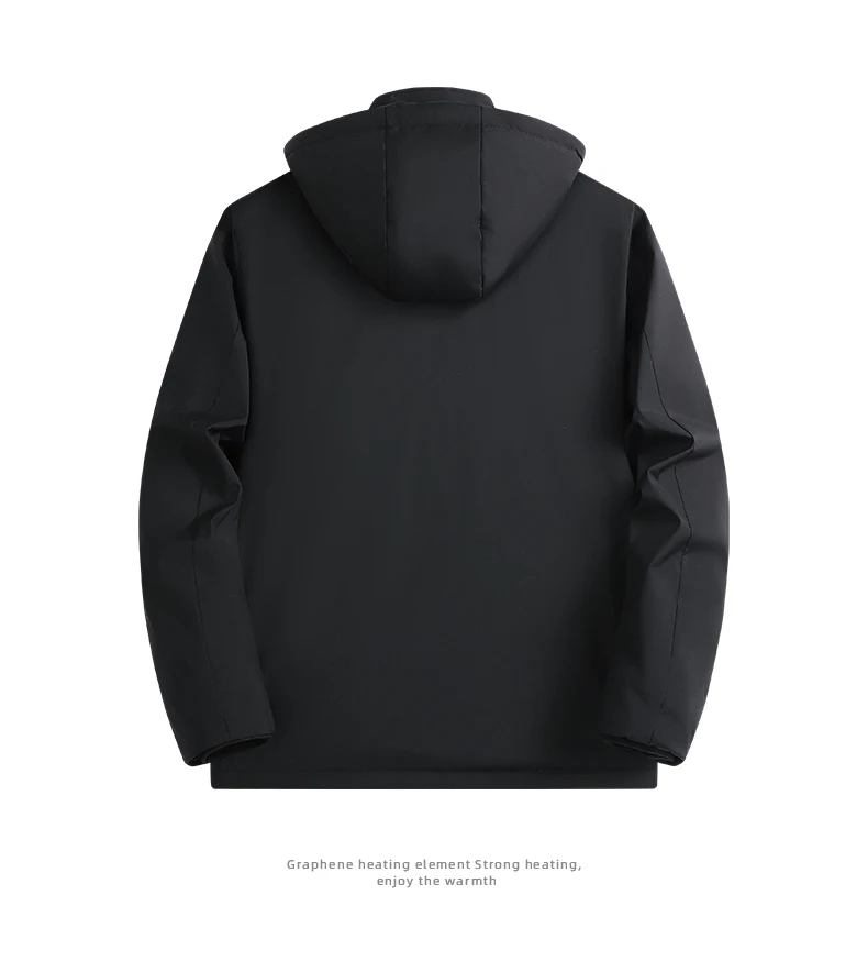 Men Graphene Fleece Lined Cotton Jacket Men Detachable Hat Windproof Parkas Men Winter Business Casual Thick Warm Hooded Parkas