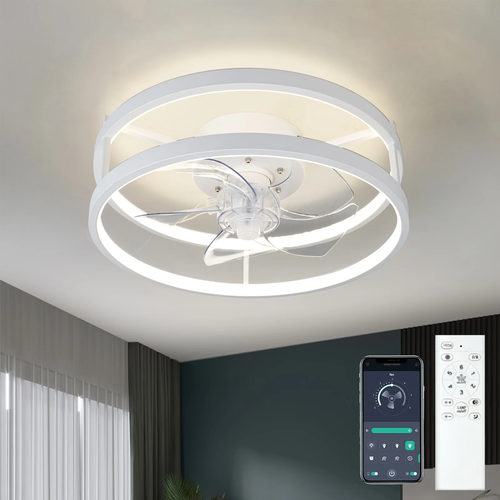 

Modern LED Ceiling Fan with Remote Control Low Noise Light Home Kitchen Bedroom Lighting Fixtures Ceiling Lamp Electric Fan