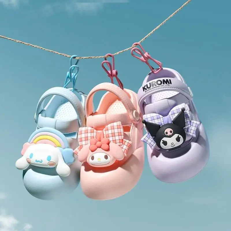 

Популярные детские тапочки с героями мультфильмов Sanrio My Melody, милая обувь для девочек, летние износостойкие пляжные нескользящие детские сандалии, новый стиль