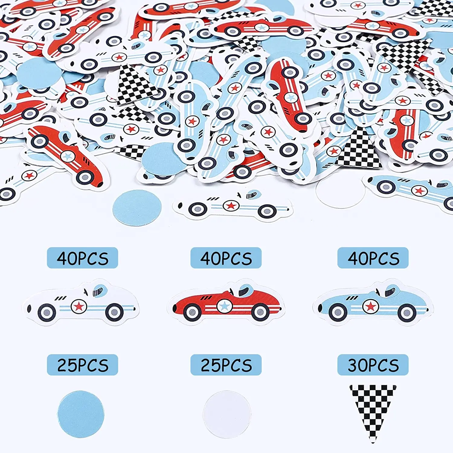 Vintage Race Car Birthday Party Decor, Confetti Table Decor, Retro Let\'s Go Racing Scatter, Baby Shower, Fast One Two, 200Pcs