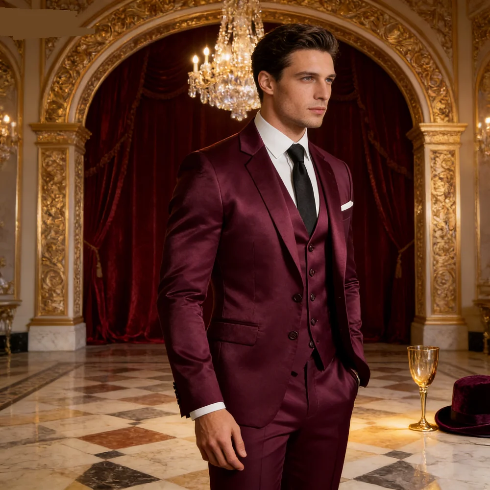 بدلة تيرنو باللون الأخضر للرجال مع طية صدر السترة من 3 قطع مجموعة رسمية (سترة وسراويل سترة) لمناسبات الحفلات المنزلية