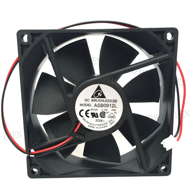 S New for Delta ASB0912L 12V 0.15A 2-wire chassis power supply mute fan#QW