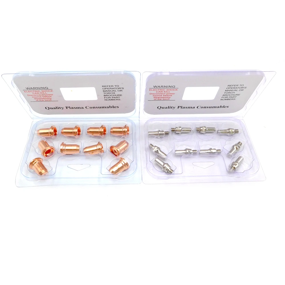 Consumabili per cannelli per taglio al plasma PT40 PT60 Punte per elettrodi e ugelli (0,9 mm / 1,1 mm) 20 pezzi