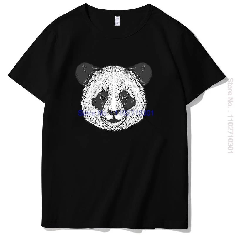 Hand Drawing Vintage Panda Head Graphic T Shirts Cotton Short Sleeve T-Shirt Summer New Shirts And T-Shirts O-Neck Mens Clothes