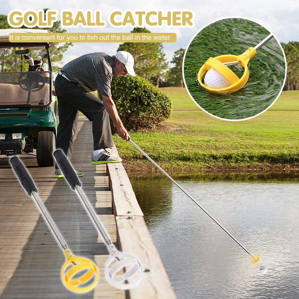 Golf Ball Pick Up Tools Telescopic Golf Ball Retriever Catcher Golf Training Aids Automatic Locking Scoop Picker Golf Ball