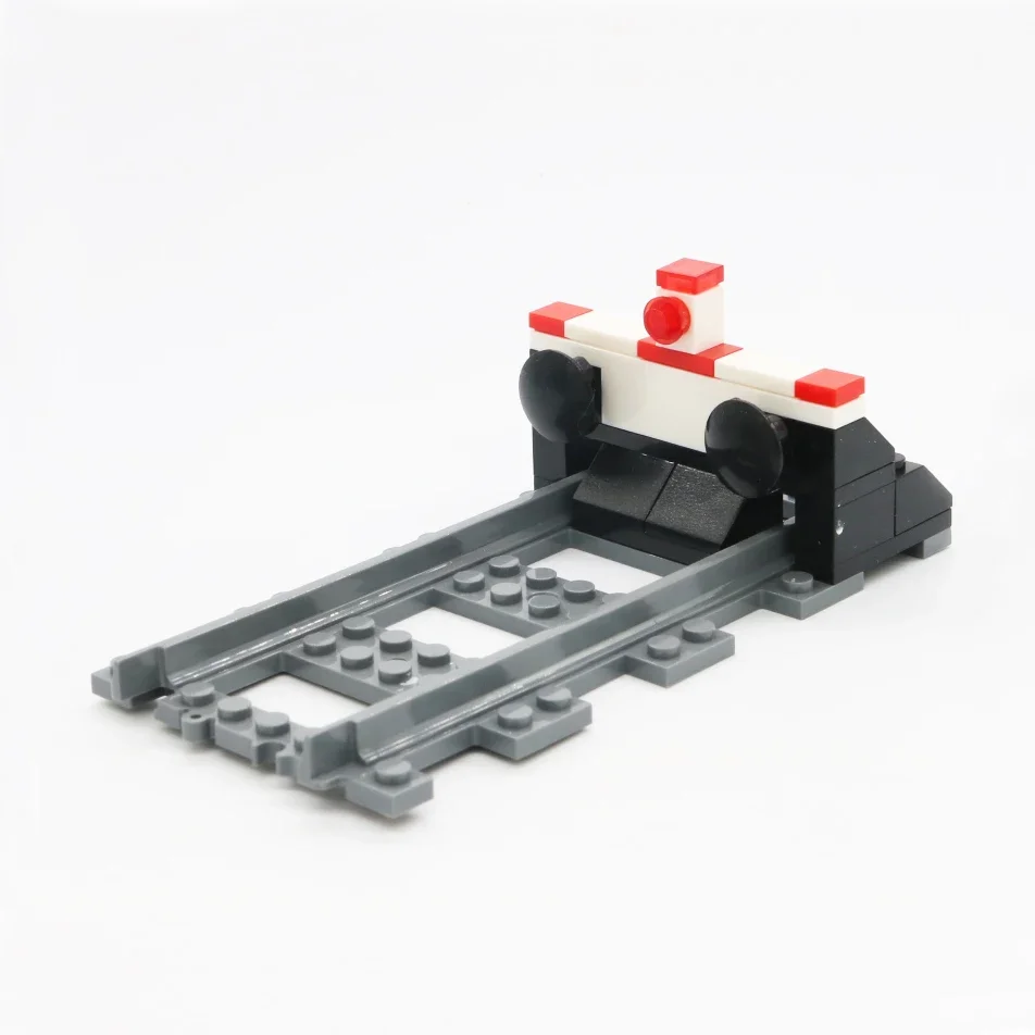MOC – piste de Train urbaine, bâtiment créatif, modèle de scène, croix de Train, zones tampon et garde-corps, blocs de jeu pour jouets pour enfants
