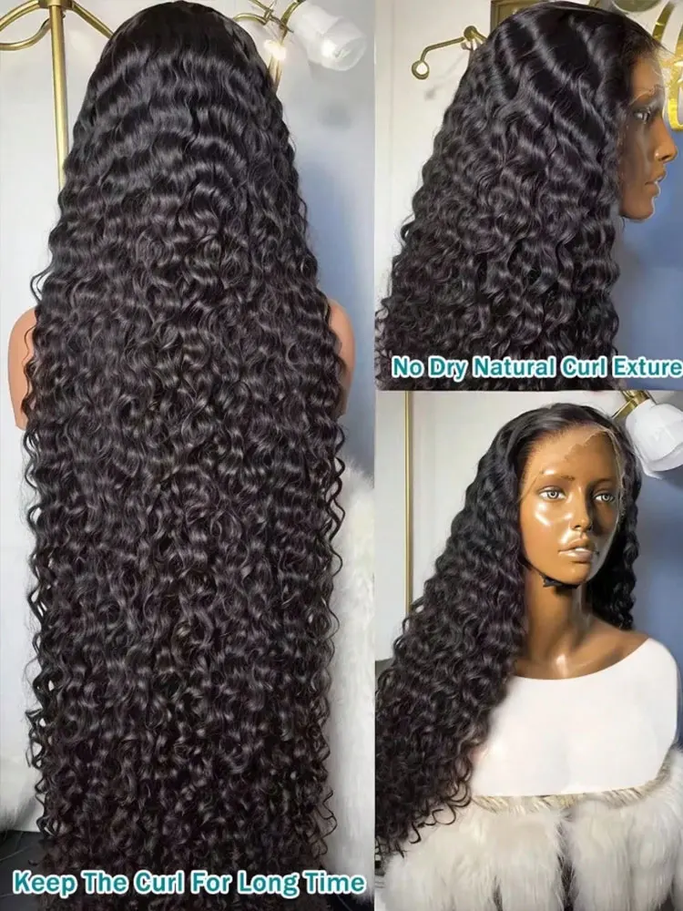 42 Inch 250% Density Deep Wave 13x6 HD Lace Front Human Hair Wig 5x5 Gluless Deep Wave Human Hair Wig PrePlucked With Baby Hair