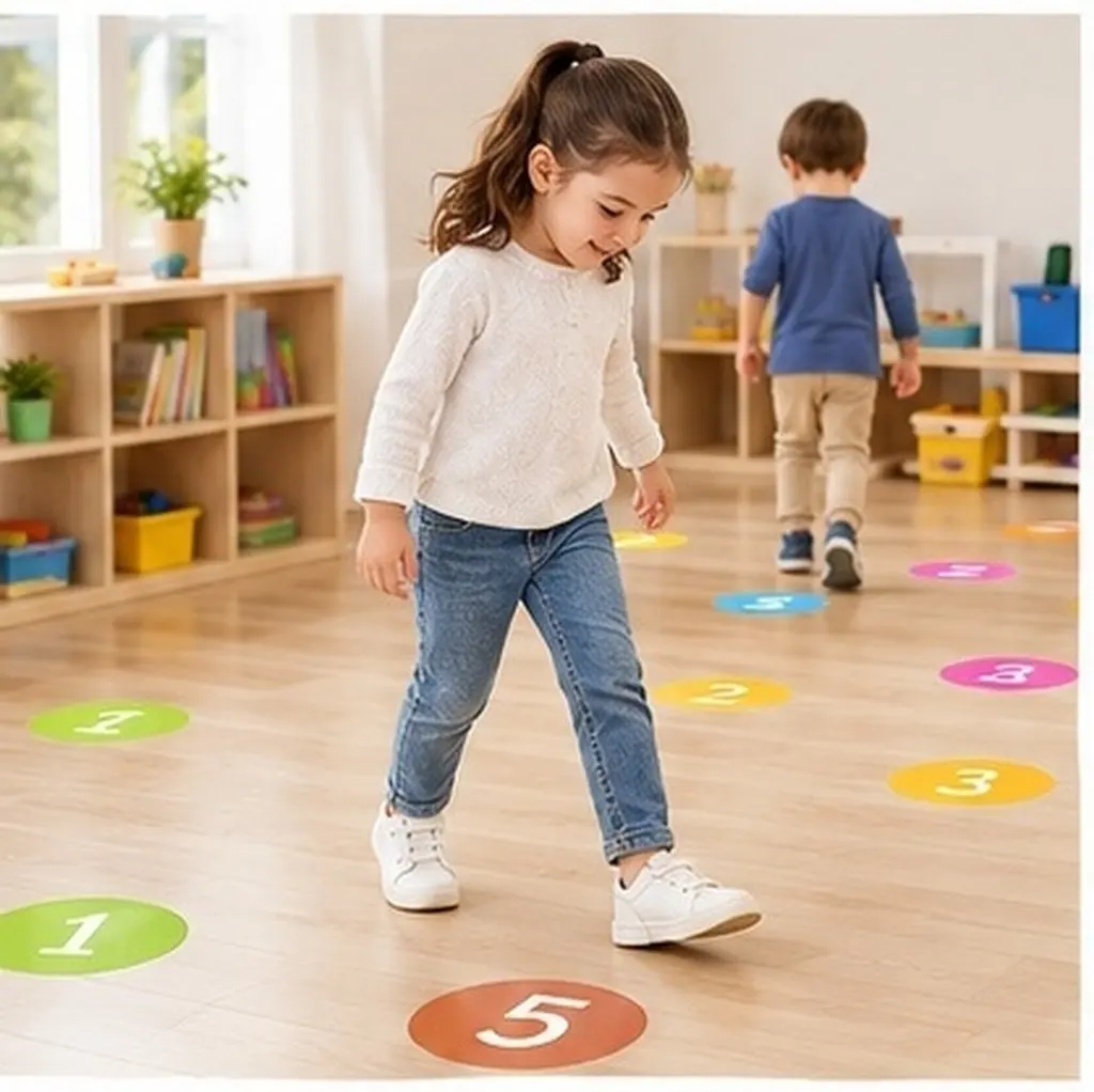 6Pcs Big Number Stickers for Floor Self Adhesive Consecutive Number Spot Markers Classroom Line Up Decals Preschool Teaching Aid