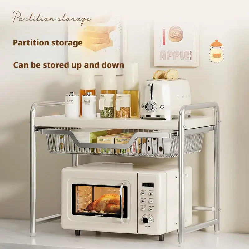 

Kitchen Countertop Microwave Oven Shelf Rack Utensils Tableware Rice Cooker Storage Cupboard Air Fryer Shelf Organizer Holder