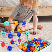 STEM 3D Geometry Building Kit - 75/150/240PCS Creative Bead & Rods for Kids, Math Spatial Learning Resource School Home Supply