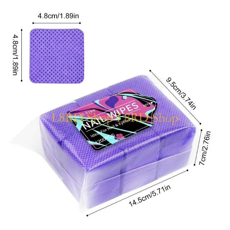 L8rd Nonlinting Dail Pipes 1200pcs المسامير البولندية مزيل وسادات رموش قابلة للامتصاص تمديد مناديل تنظيف