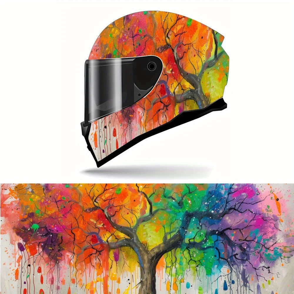 

Graceful Color - rhyme Tree Shadow Full Face Helmet Vinyl Wrap Sticker, Durable PVC Material, Artistic Aesthetic Graphic Decal f