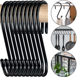 1/10pcs Black S-shaped Hook Metal Multi-function Hanging Hooks Household Kitchen Bathroom Clothing Towel Hanger Organizer Tools