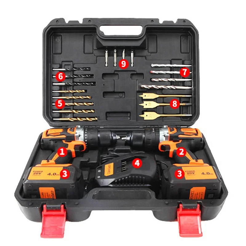 KAFUWELL PA4952A Brushless Motor Durable Lithium Battery Power Tool Combination Kits Electric Impact Drill Machine Screwdriver