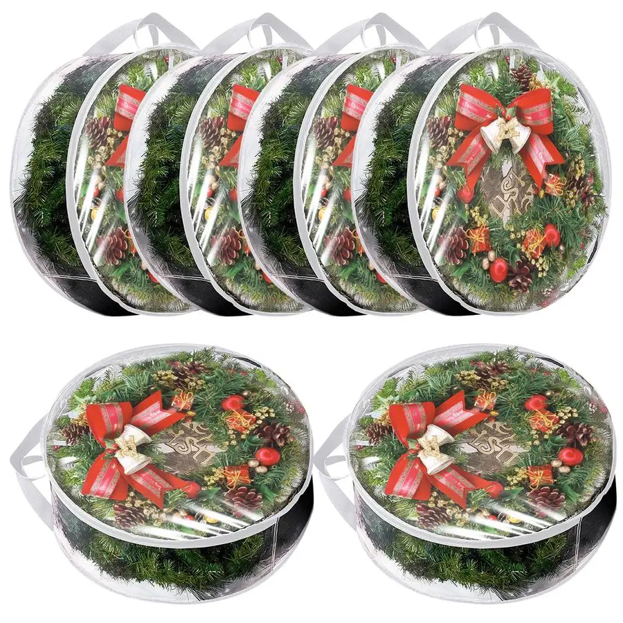 

Pack Wreath Storage Container Bag 30 Inch Christmas Wreath Storage Bag Heavy Duty Christmas Wreath Boxes with Clear Window for X
