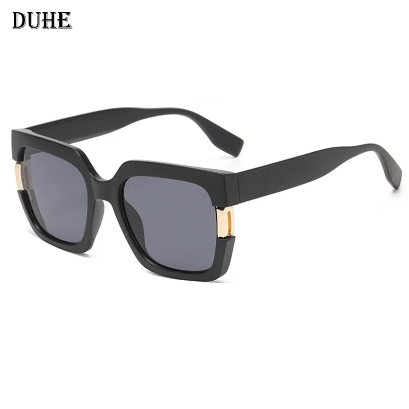 Fashionable square frame sunglasses frosted color high-end sunglasses UV400 metal inlaid ins style sunglasses DUHE2411